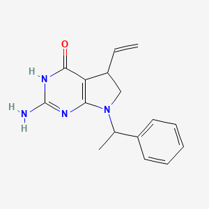 molecular formula C16H18N4O B14771153 2-amino-5-ethenyl-7-(1-phenylethyl)-3H,4H,5H,6H,7H-pyrrolo[2,3-d]pyrimidin-4-one 