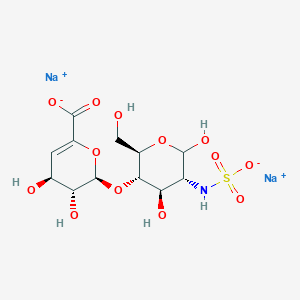molecular formula C12H17NNa2O13S B147712 二钠;(2R,3R,4S)-2-[(2R,3S,4R,5R)-4,6-二羟基-2-(羟甲基)-5-(磺酸氨基)氧杂-3-基]氧基-3,4-二羟基-3,4-二氢-2H-吡喃-6-羧酸盐 CAS No. 136098-08-3