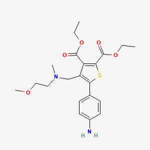 molecular formula C21H28N2O5S B14771297 ethyl 5-(4-aMinophenyl)-2-(ethoxycarbonyl)-4-(((2-Methoxyethyl)(Methyl)aMino)Methyl)thiophene-3-carboxylate 