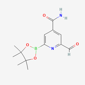 molecular formula C13H17BN2O4 B14771388 2-formyl-6-(4,4,5,5-tetramethyl-1,3,2-dioxaborolan-2-yl)pyridine-4-carboxamide 