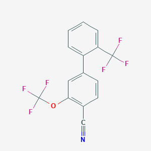 molecular formula C15H7F6NO B14771500 3-(Trifluoromethoxy)-2'-(trifluoromethyl)biphenyl-4-carbonitrile 