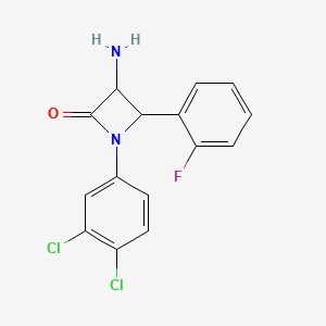 molecular formula C15H11Cl2FN2O B14771664 3-Amino-1-(3,4-dichlorophenyl)-4-(2-fluorophenyl)azetidin-2-one 