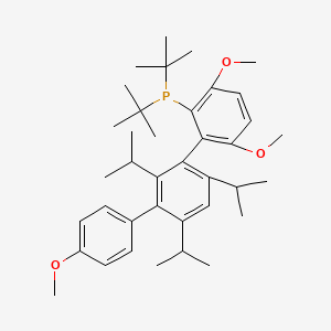 molecular formula C38H55O3P B14771755 ditert-butyl-[3,6-dimethoxy-2-[3-(4-methoxyphenyl)-2,4,6-tri(propan-2-yl)phenyl]phenyl]phosphane 