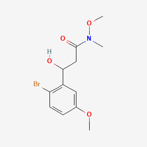 molecular formula C12H16BrNO4 B14771808 3-(2-Bromo-5-methoxyphenyl)-3-hydroxy-N-methoxy-N-methylpropanamide 