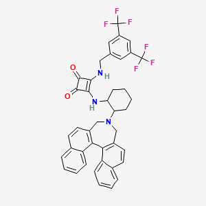 molecular formula C41H33F6N3O2 B14771815 3-[[2-(13-azapentacyclo[13.8.0.02,11.03,8.018,23]tricosa-1(15),2(11),3,5,7,9,16,18,20,22-decaen-13-yl)cyclohexyl]amino]-4-[[3,5-bis(trifluoromethyl)phenyl]methylamino]cyclobut-3-ene-1,2-dione 