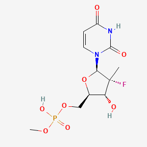 molecular formula C11H16FN2O8P B14771897 ((2R,3R,4R,5R)-5-(2,4-Dioxo-3,4-dihydropyrimidin-1(2H)-yl)-4-fluoro-3-hydroxy-4-methyltetrahydrofuran-2-yl)methyl methyl hydrogen phosphate 