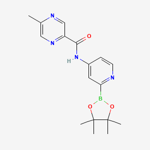 molecular formula C17H21BN4O3 B14772097 5-methyl-N-[2-(4,4,5,5-tetramethyl-1,3,2-dioxaborolan-2-yl)pyridin-4-yl]pyrazine-2-carboxamide 