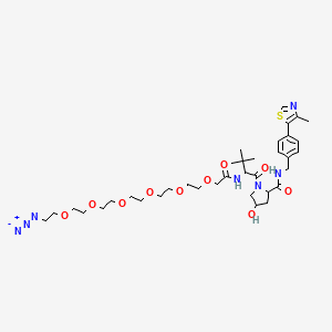 molecular formula C36H55N7O10S B14772105 (2S,4R)-1-((S)-23-Azido-2-(tert-butyl)-4-oxo-6,9,12,15,18,21-hexaoxa-3-azatricosanoyl)-4-hydroxy-N-(4-(4-methylthiazol-5-yl)benzyl)pyrrolidine-2-carboxamide 