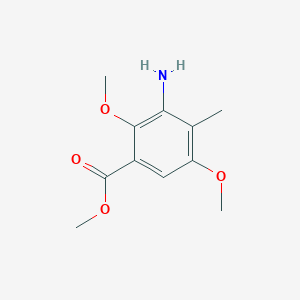 molecular formula C11H15NO4 B14772107 Methyl 3-amino-2,5-dimethoxy-4-methylbenzoate 