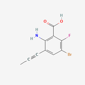 molecular formula C10H7BrFNO2 B14772173 2-Amino-5-bromo-6-fluoro-3-(prop-1-yn-1-yl)benzoic acid 