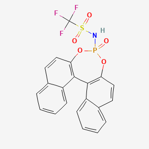 molecular formula C21H13F3NO5PS B14772246 1,1,1-trifluoro-N-(13-oxo-12,14-dioxa-13λ5-phosphapentacyclo[13.8.0.02,11.03,8.018,23]tricosa-1(15),2(11),3,5,7,9,16,18,20,22-decaen-13-yl)methanesulfonamide 