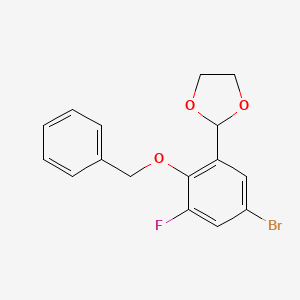 molecular formula C16H14BrFO3 B14772253 2-(2-(Benzyloxy)-5-bromo-3-fluorophenyl)-1,3-dioxolane 