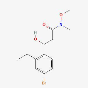 molecular formula C13H18BrNO3 B14772881 3-(4-Bromo-2-ethylphenyl)-3-hydroxy-N-methoxy-N-methylpropanamide 