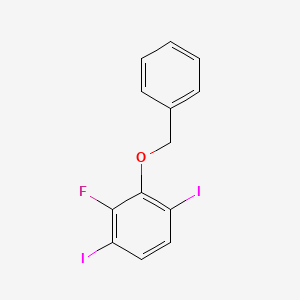 molecular formula C13H9FI2O B14772990 2-(Benzyloxy)-3-fluoro-1,4-diiodobenzene 