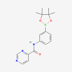 molecular formula C17H20BN3O3 B14773565 N-[3-(4,4,5,5-tetramethyl-1,3,2-dioxaborolan-2-yl)phenyl]pyrimidine-4-carboxamide 