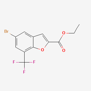 molecular formula C12H8BrF3O3 B14773644 Ethyl 5-bromo-7-(trifluoromethyl)benzofuran-2-carboxylate 