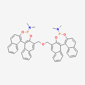 molecular formula C46H38N2O5P2 B14773723 10-[[13-(dimethylamino)-12,14-dioxa-13-phosphapentacyclo[13.8.0.02,11.03,8.018,23]tricosa-1(15),2(11),3,5,7,9,16,18,20,22-decaen-10-yl]methoxymethyl]-N,N-dimethyl-12,14-dioxa-13-phosphapentacyclo[13.8.0.02,11.03,8.018,23]tricosa-1(15),2(11),3,5,7,9,16,18,20,22-decaen-13-amine 