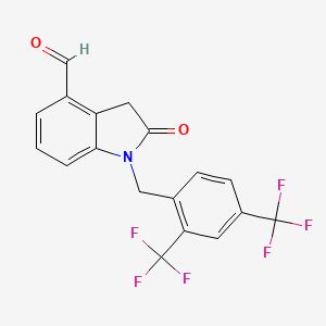 molecular formula C18H11F6NO2 B14773802 1-(2,4-Bis(trifluoromethyl)benzyl)-2-oxoindoline-4-carbaldehyde CAS No. 1956366-59-8