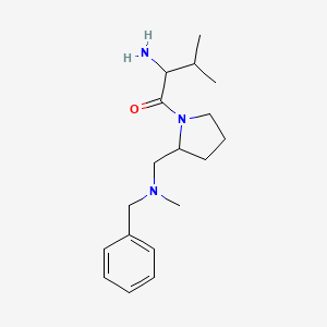 molecular formula C18H29N3O B14773810 2-Amino-1-((S)-2-((benzyl(methyl)amino)methyl)pyrrolidin-1-yl)-3-methylbutan-1-one 