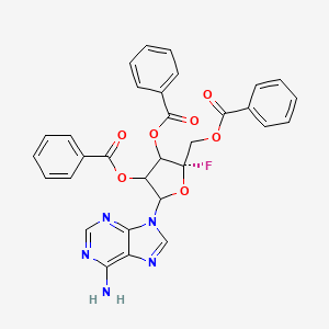 molecular formula C31H24FN5O7 B14773858 [(2S)-5-(6-aminopurin-9-yl)-3,4-dibenzoyloxy-2-fluorooxolan-2-yl]methyl benzoate 