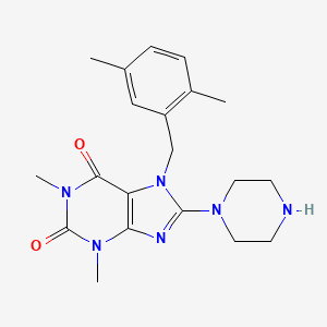 molecular formula C20H26N6O2 B14773889 7-(2,5-Dimethylbenzyl)-1,3-dimethyl-8-(piperazin-1-yl)-1H-purine-2,6(3H,7H)-dione 