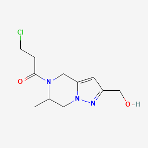 molecular formula C11H16ClN3O2 B1477390 3-chloro-1-(2-(hydroxymethyl)-6-methyl-6,7-dihydropyrazolo[1,5-a]pyrazin-5(4H)-yl)propan-1-one CAS No. 2098133-41-4