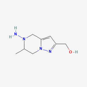 molecular formula C8H14N4O B1477391 (5-Amino-6-methyl-4,5,6,7-tetrahydropyrazolo[1,5-a]pyrazin-2-yl)methanol CAS No. 2098089-36-0