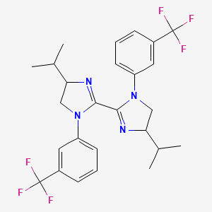 molecular formula C26H28F6N4 B14773934 4-Propan-2-yl-2-[4-propan-2-yl-1-[3-(trifluoromethyl)phenyl]-4,5-dihydroimidazol-2-yl]-1-[3-(trifluoromethyl)phenyl]-4,5-dihydroimidazole 