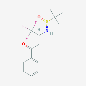 molecular formula C14H18F3NO2S B14773956 (S)-2-methyl-N-(1,1,1-trifluoro-4-oxo-4-phenylbutan-2-yl)propane-2-sulfinamide 