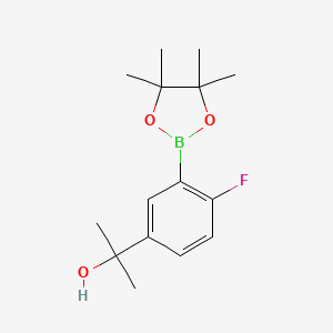 molecular formula C15H22BFO3 B14773979 2-[4-fluoro-3-(4,4,5,5-tetramethyl-1,3,2-dioxaborolan-2-yl)phenyl]propan-2-ol 