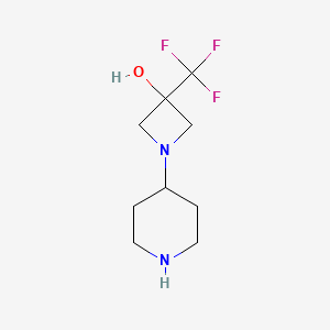 molecular formula C9H15F3N2O B1477404 1-(Piperidin-4-yl)-3-(trifluoromethyl)azetidin-3-ol CAS No. 2090611-95-1