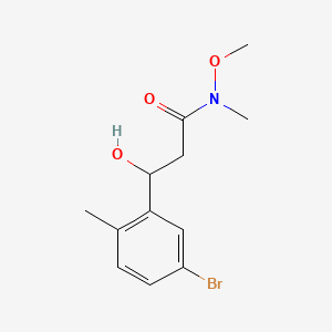 molecular formula C12H16BrNO3 B14774181 3-(5-Bromo-2-methylphenyl)-3-hydroxy-N-methoxy-N-methylpropanamide 