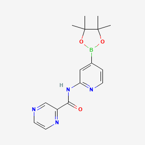 molecular formula C16H19BN4O3 B14774189 N-[4-(4,4,5,5-tetramethyl-1,3,2-dioxaborolan-2-yl)pyridin-2-yl]pyrazine-2-carboxamide 