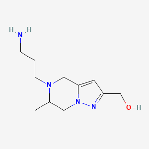 molecular formula C11H20N4O B1477421 (5-(3-Aminopropyl)-6-methyl-4,5,6,7-tetrahydropyrazolo[1,5-a]pyrazin-2-yl)methanol CAS No. 2097956-05-1