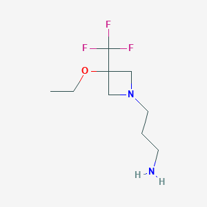 molecular formula C9H17F3N2O B1477438 3-(3-Ethoxy-3-(trifluoromethyl)azetidin-1-yl)propan-1-amine CAS No. 2098088-83-4