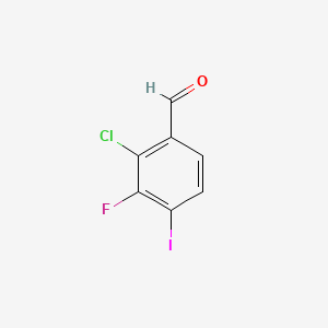 molecular formula C7H3ClFIO B14774446 2-Chloro-3-fluoro-4-iodobenzaldehyde 