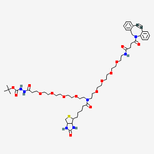 molecular formula C55H81N7O15S B14774541 tert-butyl N-[3-[2-[2-[2-[2-[2-[2-[2-[2-[2-[[4-(2-azatricyclo[10.4.0.04,9]hexadeca-1(16),4,6,8,12,14-hexaen-10-yn-2-yl)-4-oxobutanoyl]amino]ethoxy]ethoxy]ethoxy]ethoxy]ethyl-[5-(2-oxo-1,3,3a,4,6,6a-hexahydrothieno[3,4-d]imidazol-4-yl)pentanoyl]amino]ethoxy]ethoxy]ethoxy]ethoxy]propanoylamino]carbamate 