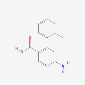 molecular formula C14H13NO2 B14774609 5-Amino-2'-methyl-[1,1'-biphenyl]-2-carboxylic acid 