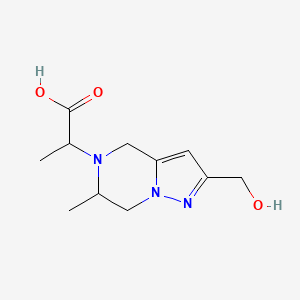 molecular formula C11H17N3O3 B1477463 2-(2-(hydroxymethyl)-6-methyl-6,7-dihydropyrazolo[1,5-a]pyrazin-5(4H)-yl)propanoic acid CAS No. 2097945-65-6