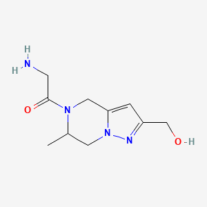 molecular formula C10H16N4O2 B1477464 2-氨基-1-(2-(羟甲基)-6-甲基-6,7-二氢吡唑并[1,5-a]吡嗪-5(4H)-基)乙烷-1-酮 CAS No. 2091634-92-1