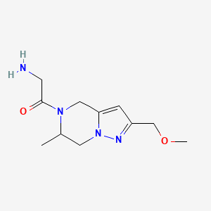 molecular formula C11H18N4O2 B1477471 1-(2-(Metoxi-metil)-6-metil-6,7-dihidro-pirazolo[1,5-a]pirazin-5(4H)-il)-2-aminoetan-1-ona CAS No. 2098068-75-6