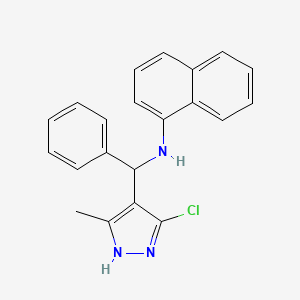 N-((5-Chloro-3-methyl-1H-pyrazol-4-yl)(phenyl)methyl)naphthalen-1-amine