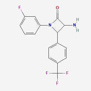 molecular formula C16H12F4N2O B14774939 3-Amino-1-(3-fluorophenyl)-4-(4-(trifluoromethyl)phenyl)azetidin-2-one 