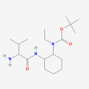 molecular formula C18H35N3O3 B14774944 tert-butyl N-[2-[(2-amino-3-methylbutanoyl)amino]cyclohexyl]-N-ethylcarbamate 