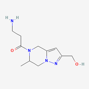 molecular formula C11H18N4O2 B1477507 3-氨基-1-(2-(羟甲基)-6-甲基-6,7-二氢吡唑并[1,5-a]吡嗪-5(4H)-基)丙-1-酮 CAS No. 2097998-63-3