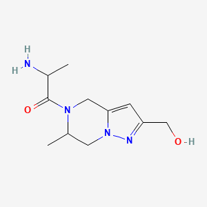 molecular formula C11H18N4O2 B1477516 2-amino-1-(2-(hydroxymethyl)-6-methyl-6,7-dihydropyrazolo[1,5-a]pyrazin-5(4H)-yl)propan-1-one CAS No. 2097946-64-8