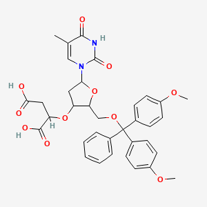 molecular formula C35H36N2O11 B14775251 2-[(2R,3S,5R)-2-[[bis(4-methoxyphenyl)-phenylmethoxy]methyl]-5-(5-methyl-2,4-dioxopyrimidin-1-yl)oxolan-3-yl]oxybutanedioic acid 