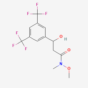 molecular formula C13H13F6NO3 B14775293 3-(3,5-Bis(trifluoromethyl)phenyl)-3-hydroxy-N-methoxy-N-methylpropanamide 