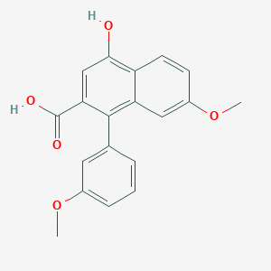 molecular formula C19H16O5 B14775372 4-Hydroxy-7-methoxy-1-(3-methoxyphenyl)naphthalene-2-carboxylic acid CAS No. 7249-84-5