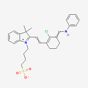 molecular formula C29H33ClN2O3S B14775385 4-[2-[2-[3-(Anilinomethylidene)-2-chlorocyclohexen-1-yl]ethenyl]-3,3-dimethylindol-1-ium-1-yl]butane-1-sulfonate 